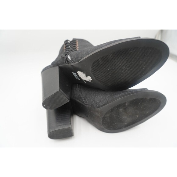 C Est 1946 Dark Denim Lace Up Side Zip Peep Toe ankle Block Heel Boots Size 11W - Picture 6 of 8